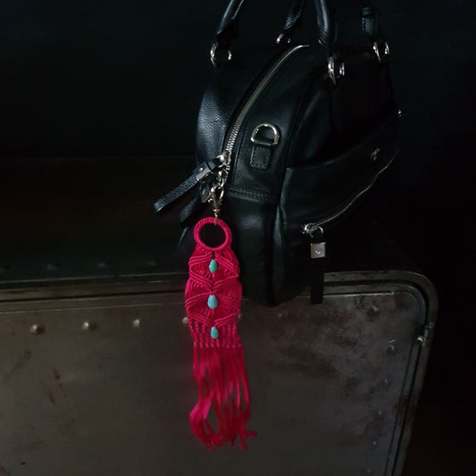 Porte Clés / Bijou de sac MACRAME - Lama Loco